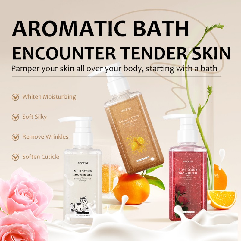 Bodywash Manufacturer - 320ml Natural Organic Vitamin C Rose Milk Herbal Shower