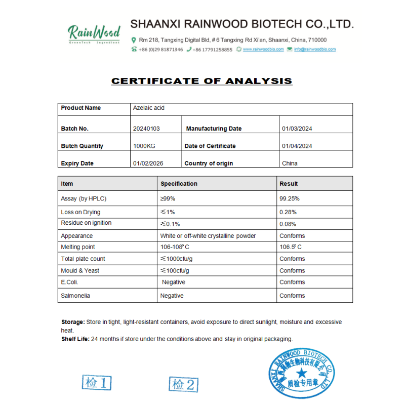 Azelaic Acid Powder Factory - Cosmetic Grade CAS 123-99-9 99%