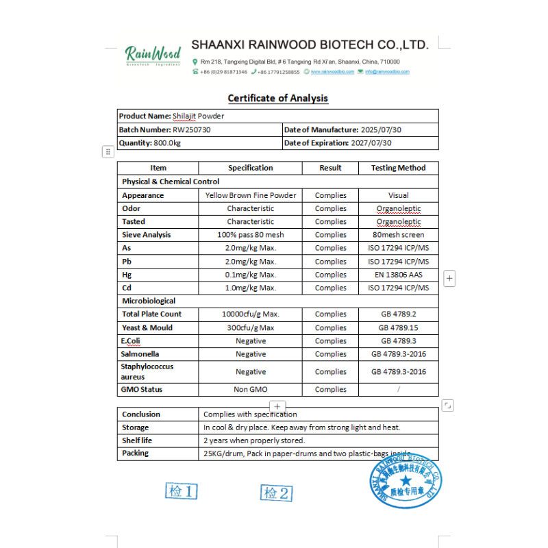 Shilajit Powder Supplier - Factory Supply Food Grade Fulvic Acid