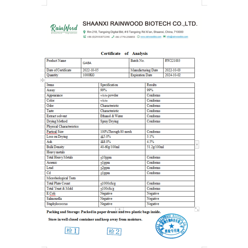 GABA Powder Manufacturer - Gamma-aminobutyric Acid Food Grade Supplement