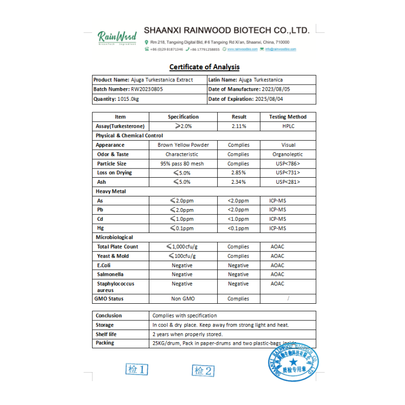 Turkesterone Powder Supplier - Low Price Ajuga Extract 2% 10% Powder