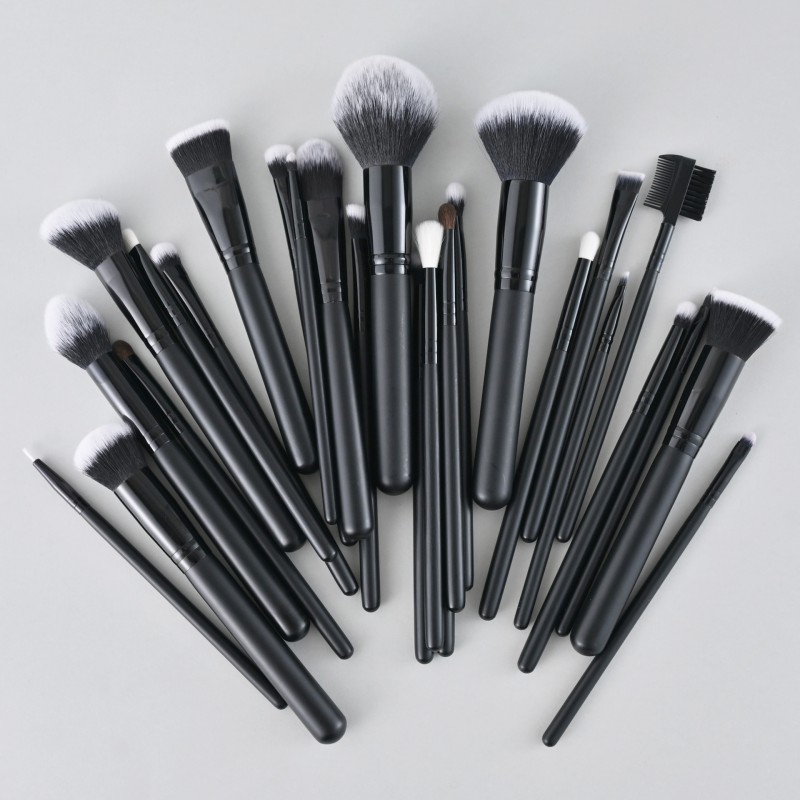 Makeup Brush Set Manufacturer - Hot Selling 27-Piece Black Custom Logo Private Label Face