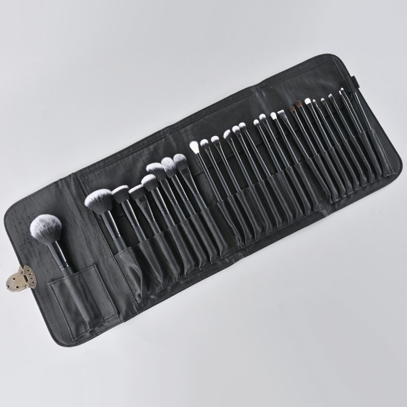 Makeup Brush Set Manufacturer - Hot Selling 27-Piece Black Custom Logo Private Label Face
