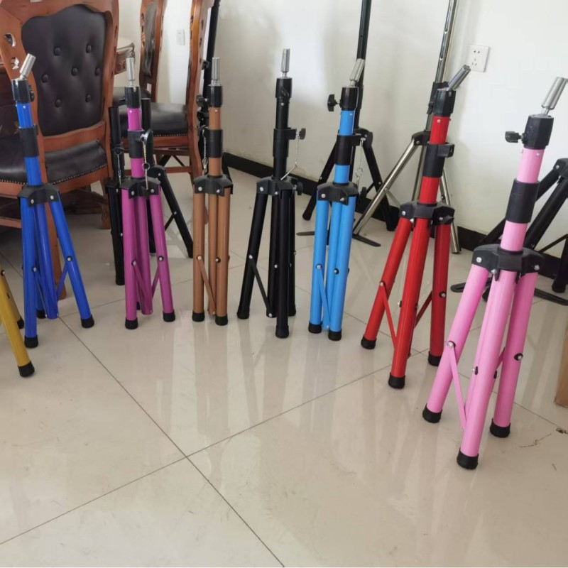 Wig Stand Supplier - Colorful Tripod Mannequin Head Adjustable Metal Cosmetology Tripod