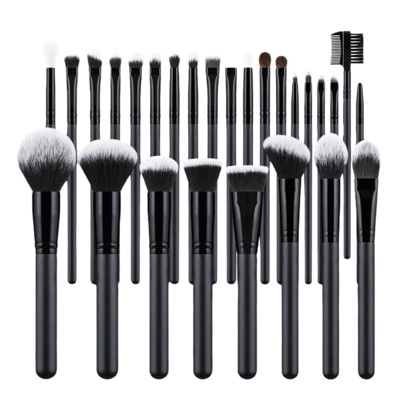 Makeup Brush Set Manufacturer - Hot Selling 27-Piece Black Custom Logo Private Label Face