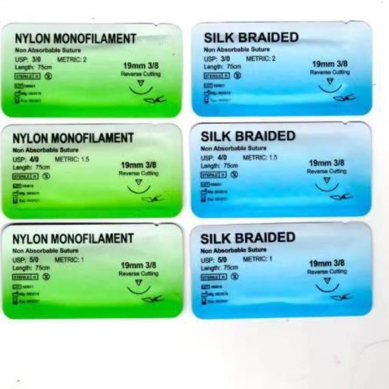 Veterinary Suture Factory - 75cm Surgical Silk Suture Non-Absorbable Round Needle for Dogs