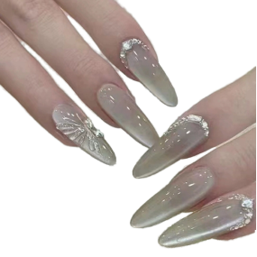 False Nails Factory - Medium Cat Eye Dark Purple High Quality 30pcs Short Square Wholesale