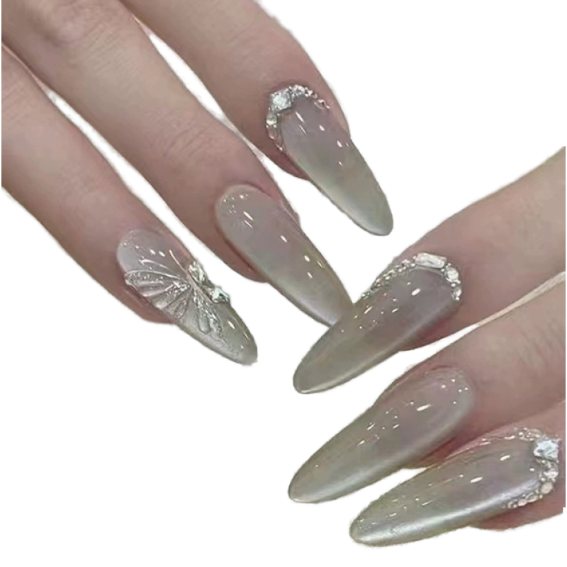 False Nails Factory - Medium Cat Eye Dark Purple High Quality 30pcs Short Square Wholesale