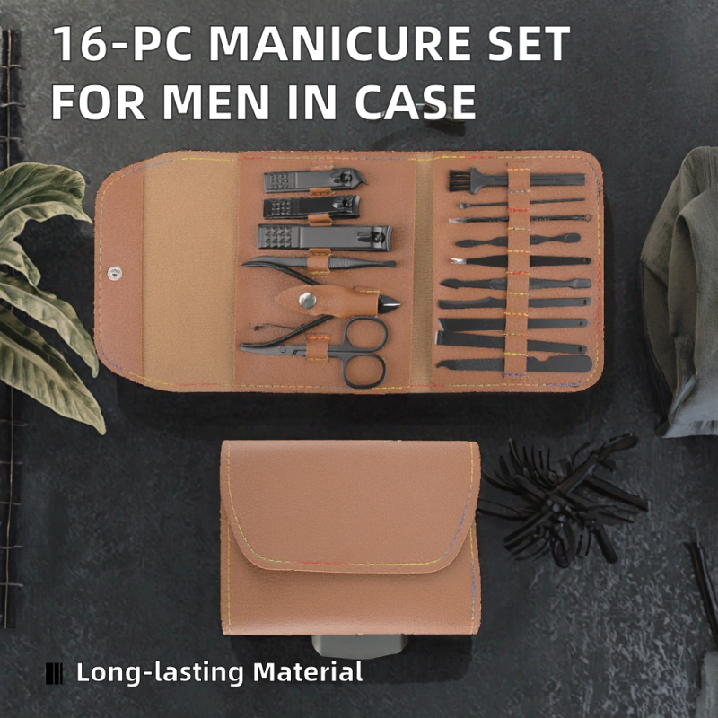 Manicure Set Factory - Professional 16-Piece Stainless Steel Nail Care for Men Infants Beauty