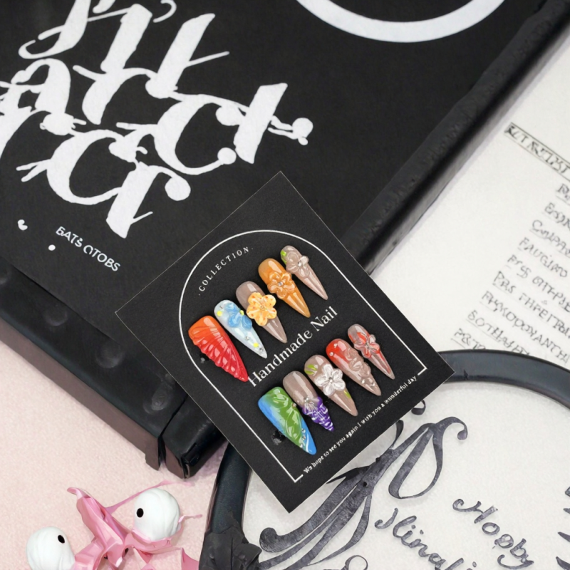 False Nails Supplier - 100% Handmade High Quality Acrylic 3D Flower Blush Medium 10pcs/Box