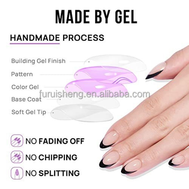ABS Nails Kit Supplier - High Quality 30pcs French ABS Custom Handmade Square Stiletto Full