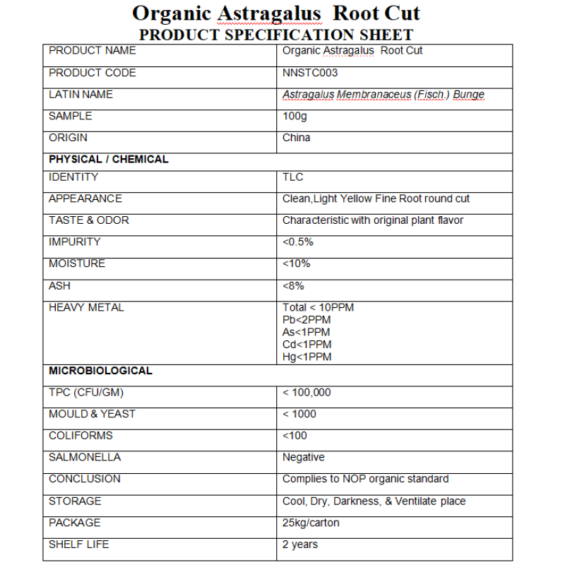 Organic Astragalus Root Slice Manufacturer - Factory Supply 100% Pure Astragalus Cut TBC