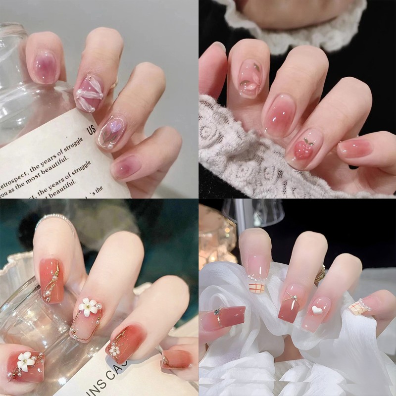 False Nails Supplier - 24 Pcs Tikotok Celebrity Wearable Diamond Multi-Style Acrylic