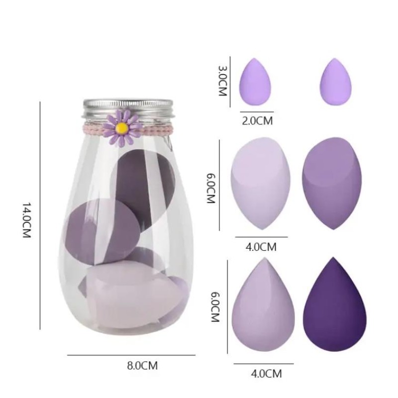Makeup Puff Supplier - Latex-Free 7-Piece Round Bottle Sponges Concealer Puff