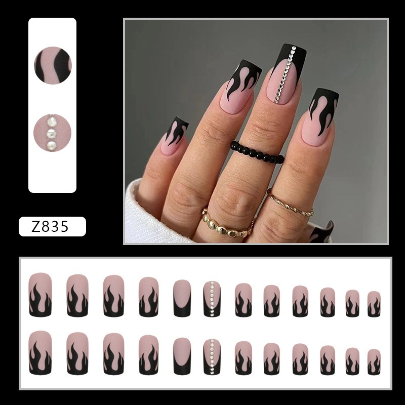 Artificial Nails Supplier - Wholesale High Quality ABS Hand Painted 3D Square French