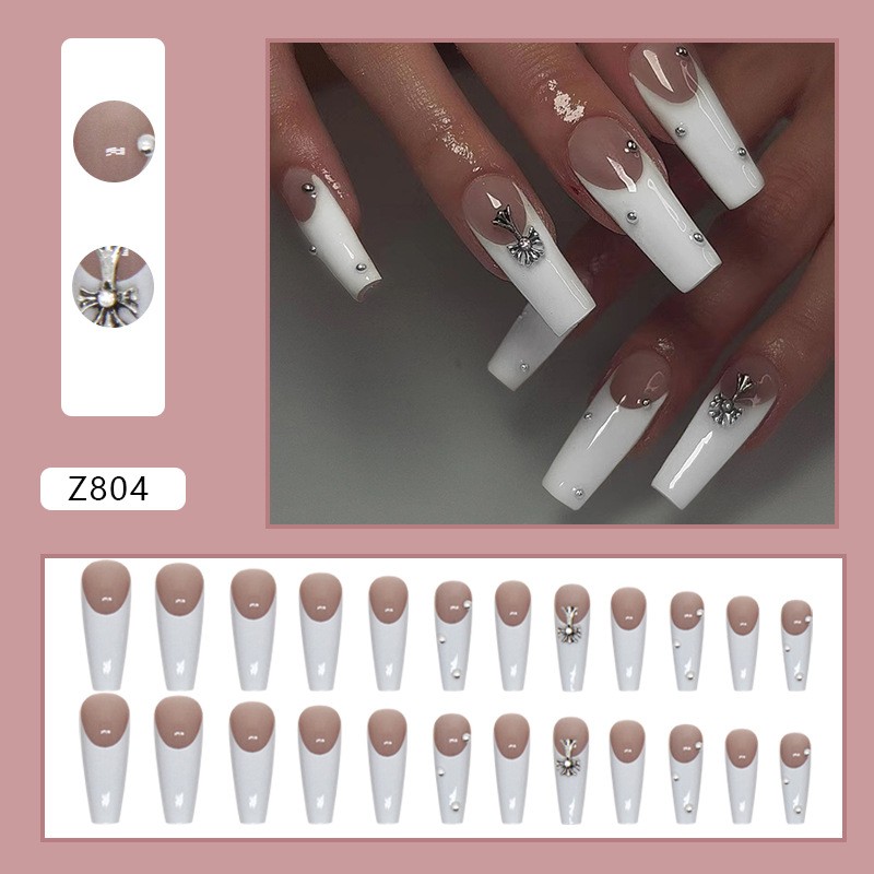 Artificial Nails Supplier - Wholesale High Quality ABS Hand Painted 3D Square French