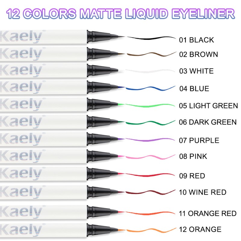 Eyeliner Pen Factory - 12-Color Quick-Dry Waterproof Long-Lasting Steel Ball