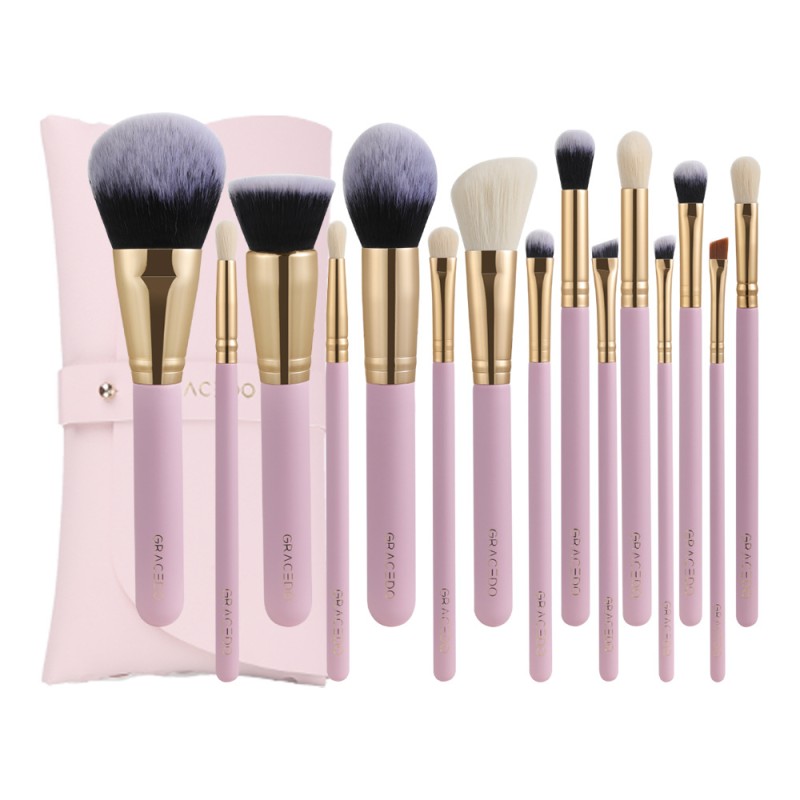 Makeup Brush Set Supplier - Gracedo 15pcs Premium Pink Foundation Blush Concealer