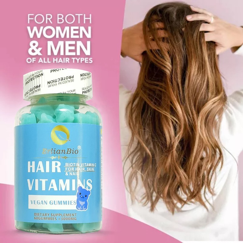 Hair Vitamin Gummies Factory - 2022 Biotin Glow Hair Skin Nails Vegan Extra Strength