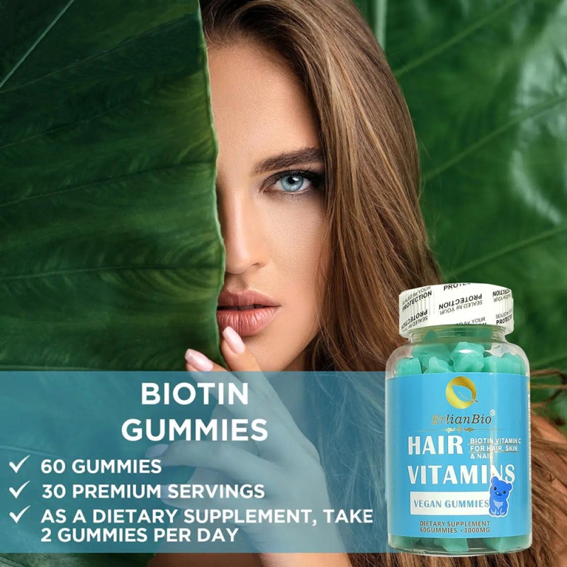 Hair Vitamin Gummies Factory - 2022 Biotin Glow Hair Skin Nails Vegan Extra Strength