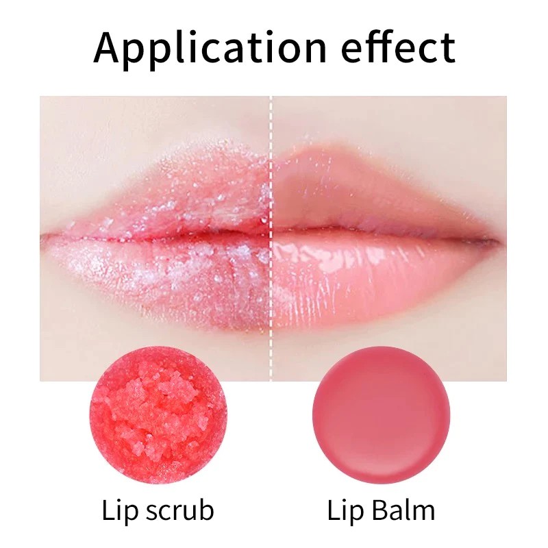 Lip Scrub Supplier - Organic Private Label Custom 2 in 1 Pink Lips Balm and Lip Scrub Set
