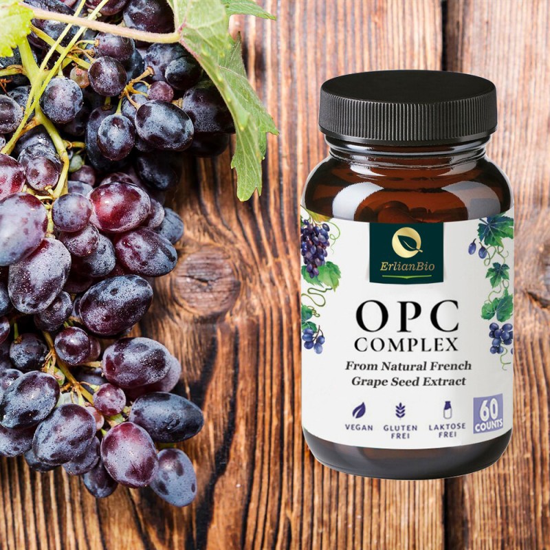 OPC Capsules Manufacturer - OEM 100% Natural 60 Capsules French Grape Seed Complex Non-GMO