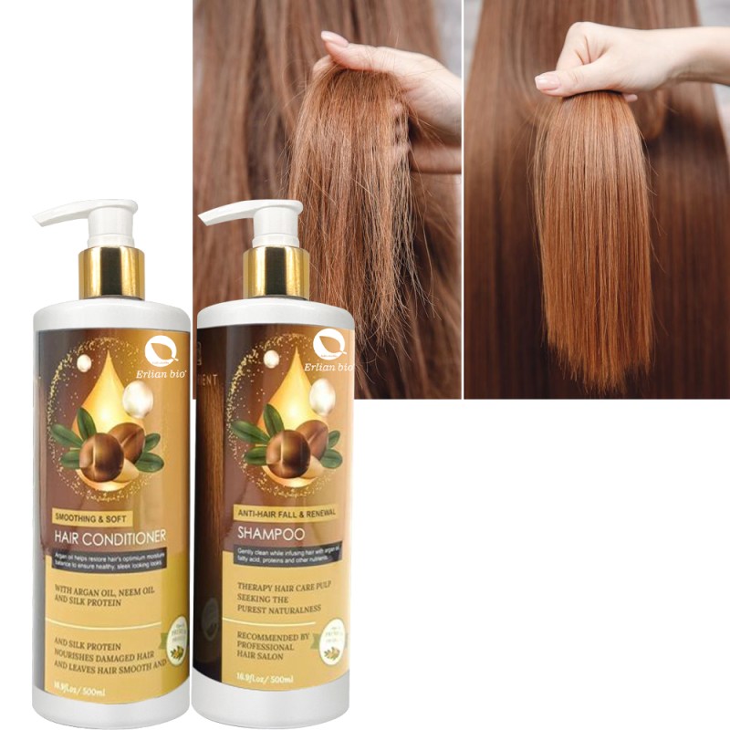 Hair Set Supplier - Wholesale Customization Own Brand Smooth Hair Argan Oil Shampoo Conditioner