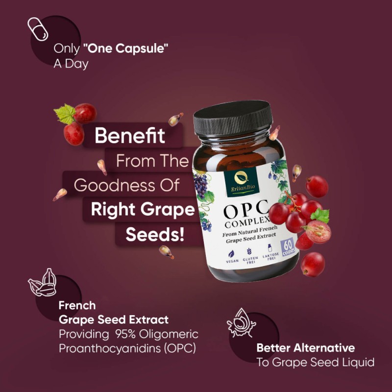 OPC Capsules Manufacturer - OEM 100% Natural 60 Capsules French Grape Seed Complex Non-GMO