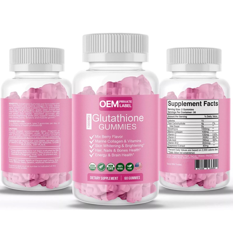 Skin Whitening Gummies Manufacturer - OEM Private Label Food Supplements GSH Anti-Aging Brightening