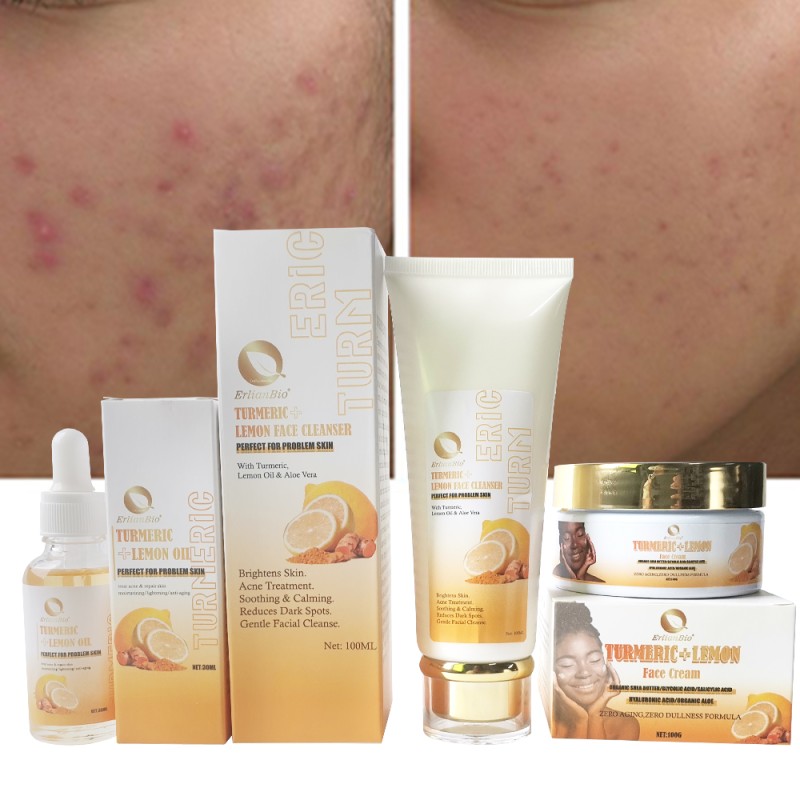 Skin Care Set Manufacturer - Turmeric Brightening Skin Set Acne Spot Removal Facial Cleaning