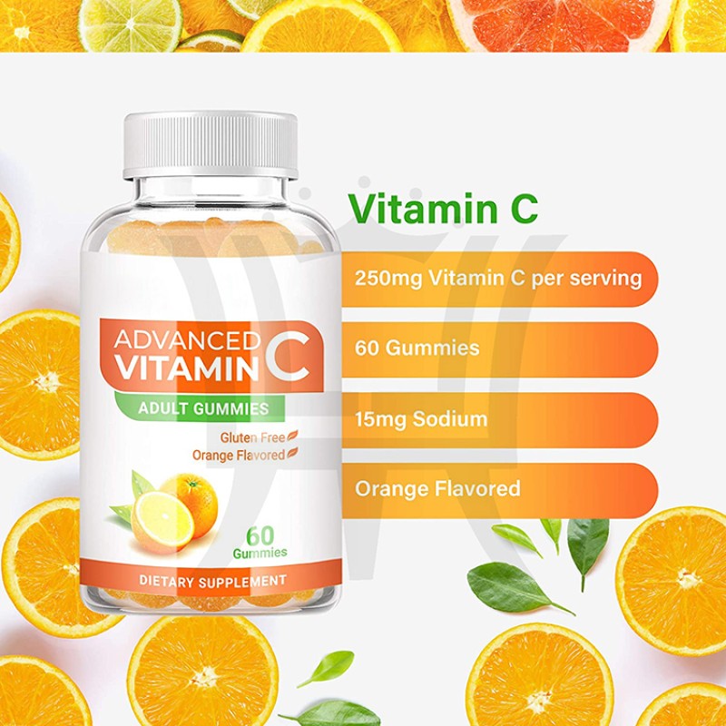 Vitamin C Gummies Manufacturer - 100% Orange Favor Natural Organic Immune Booster Vegetable Candy