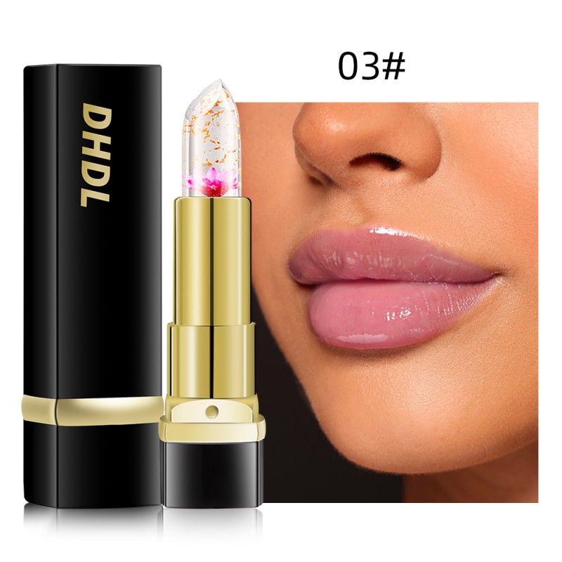 Temperature-changing Lipstick Supplier - Private Brand Transparent Moisturizing Jelly Dried Flower