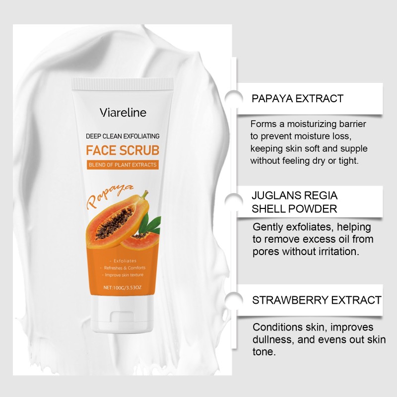 Face Scrub Supplier - Deep Clean Exfoliating Face Scrub Pore Cleansing Hydrate Smooth Papaya Gel