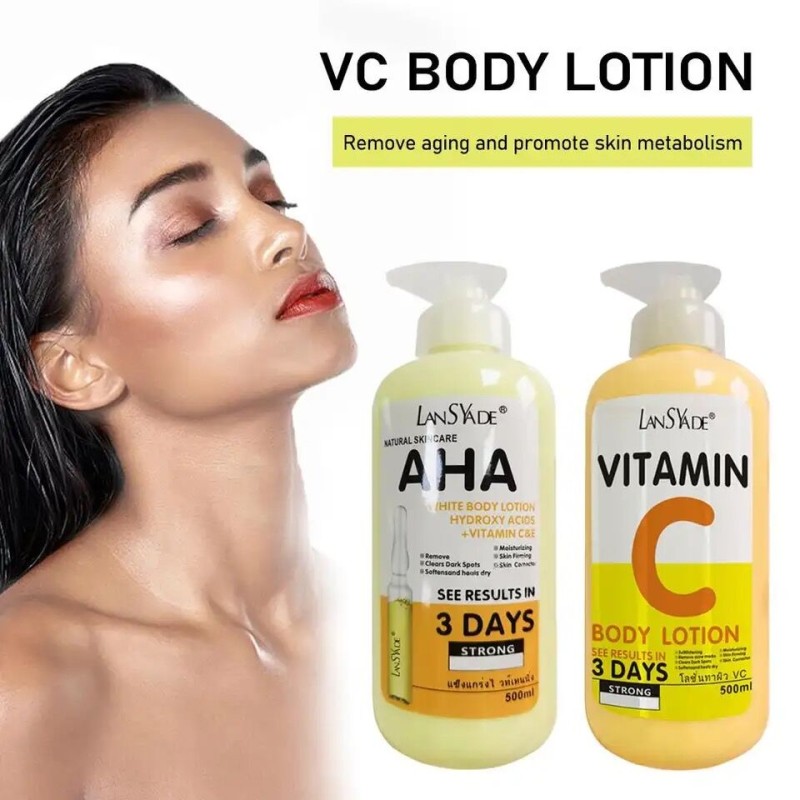 Body Lotion Supplier - Organic AHA Fruit Acid Body Lotion VE Skin Brightening Moisturizing Cream 500ML