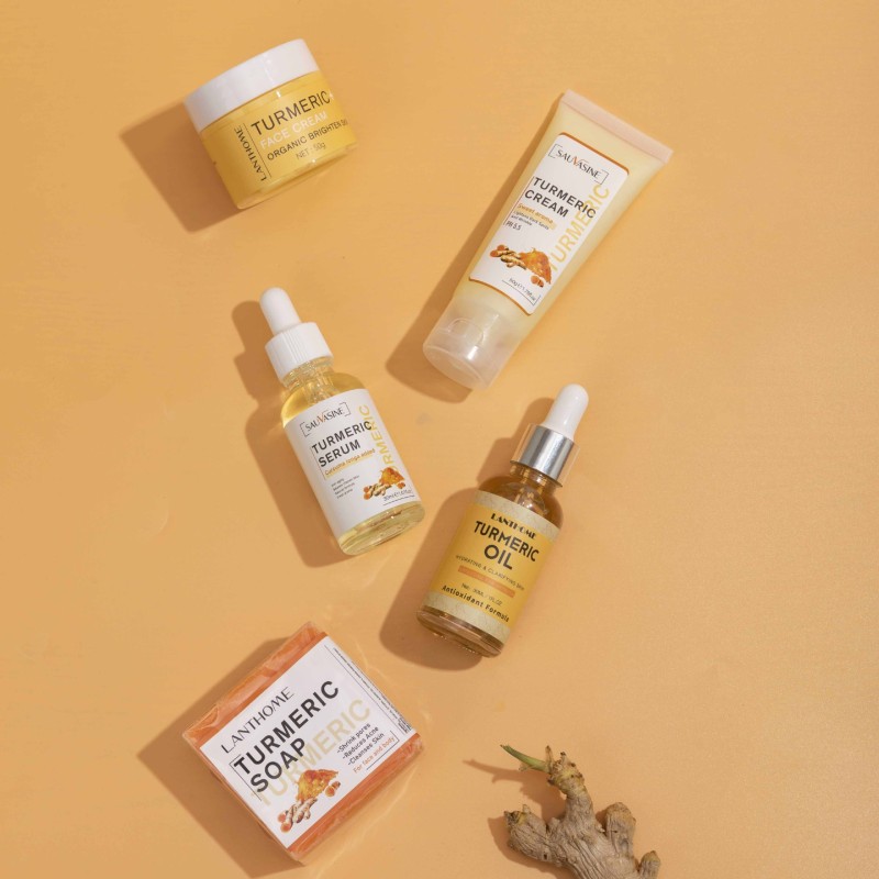 Skin Care Set Manufacturer - Brightening Natural Organic Vitamin C Turmeric Face Cream Serum Soap Set