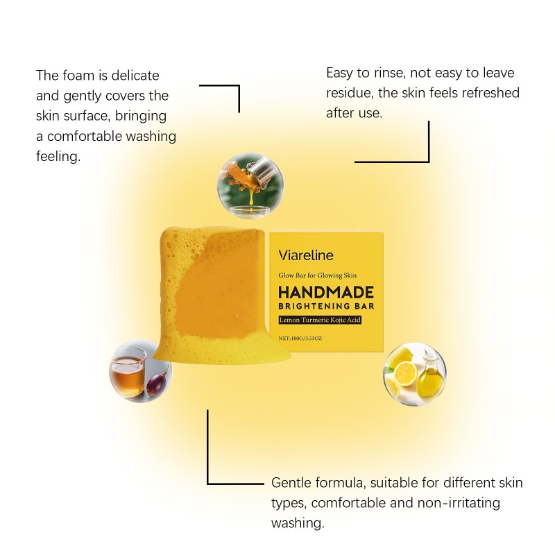 Glow Soap Factory - Handmade 100g Lemon Turmeric Kojic Acid Glow Soap Skin Brightening Bar