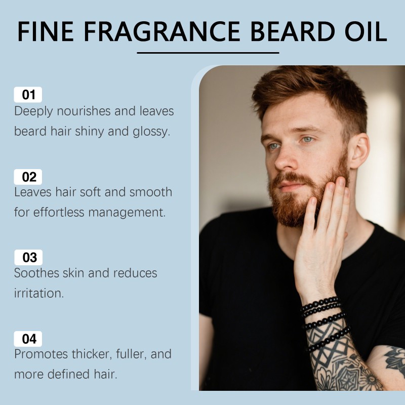 Beard Oil Supplier - Men Care Nourishment Smoothing Beard Hair Shine Glossy Refreshing Oil