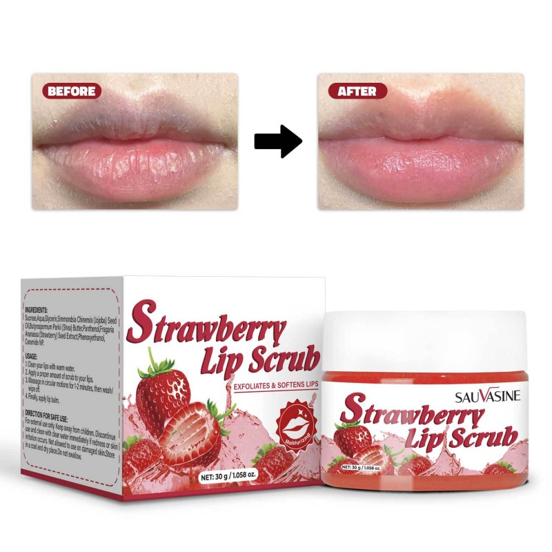 Lip Scrub Manufacturer - Wholesale Strawberry Lip Scrub Deep Exfoliation Moisture Soften Lips
