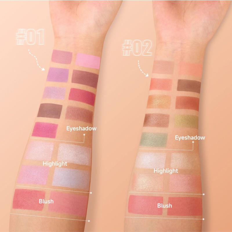 Makeup Palette Factory - 3-in-1 Notebook Eye Shadow Highlighter Blush Makeup Book Palette 3 Layers