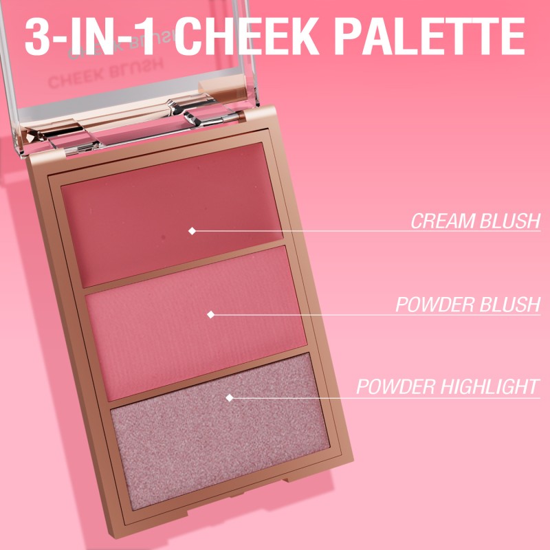 Blush Palette Manufacturer - 3 Shades Blush Palette Contouring Highlight Cheek High Pigment Blusher