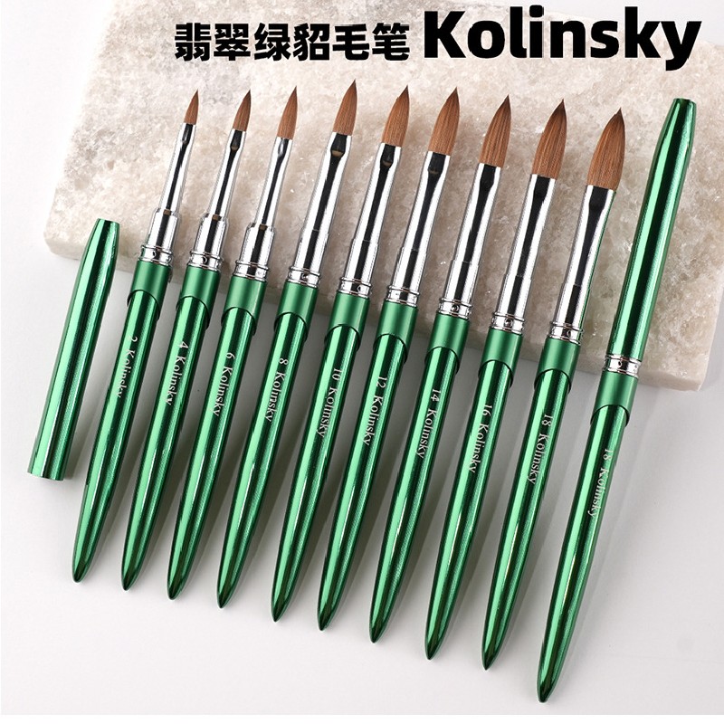 Kolinsky Hair Brush Supplier - Custom Logo 100% Kolinsky Hair Matte pink Metal Handle