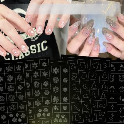 Snowflake Nail Sticker Supplier - White Snowflake Relief Stereo Christmas Tree Deer