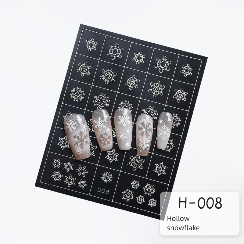 Snowflake Nail Sticker Supplier - White Snowflake Relief Stereo Christmas Tree Deer