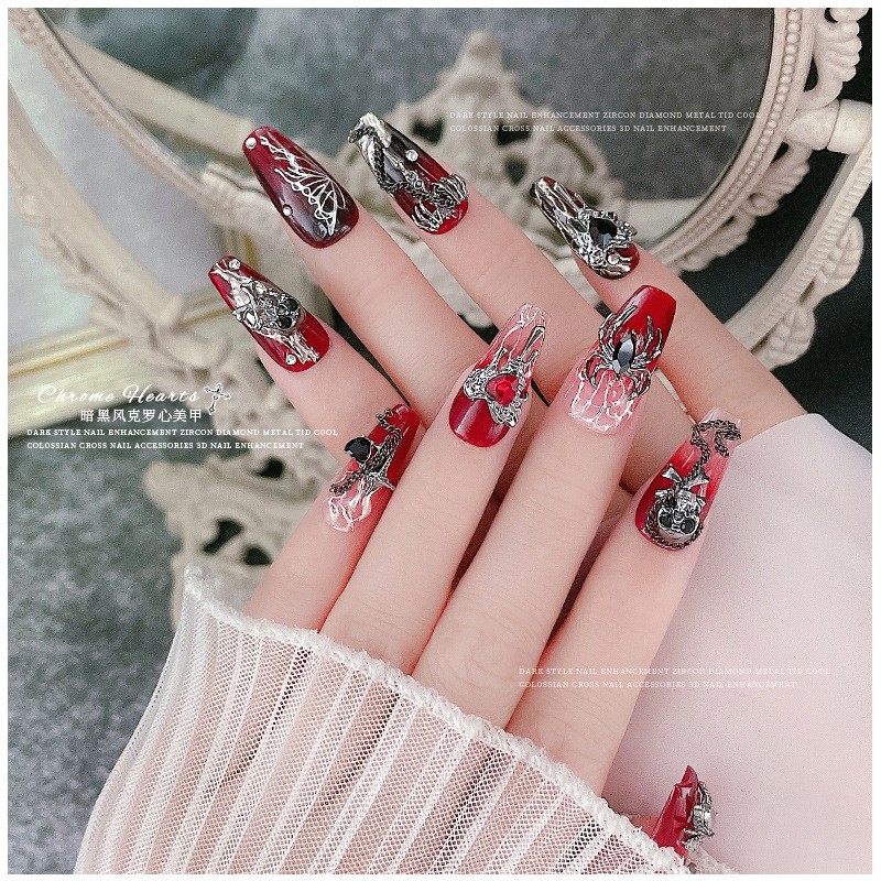 Nail Rhinestone Manufacturer - Reancient Croce Love Metal Cross Skull Alloy Diamond