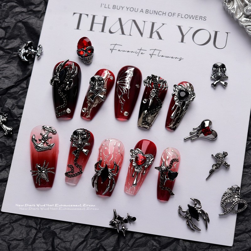 Nail Rhinestone Manufacturer - Reancient Croce Love Metal Cross Skull Alloy Diamond