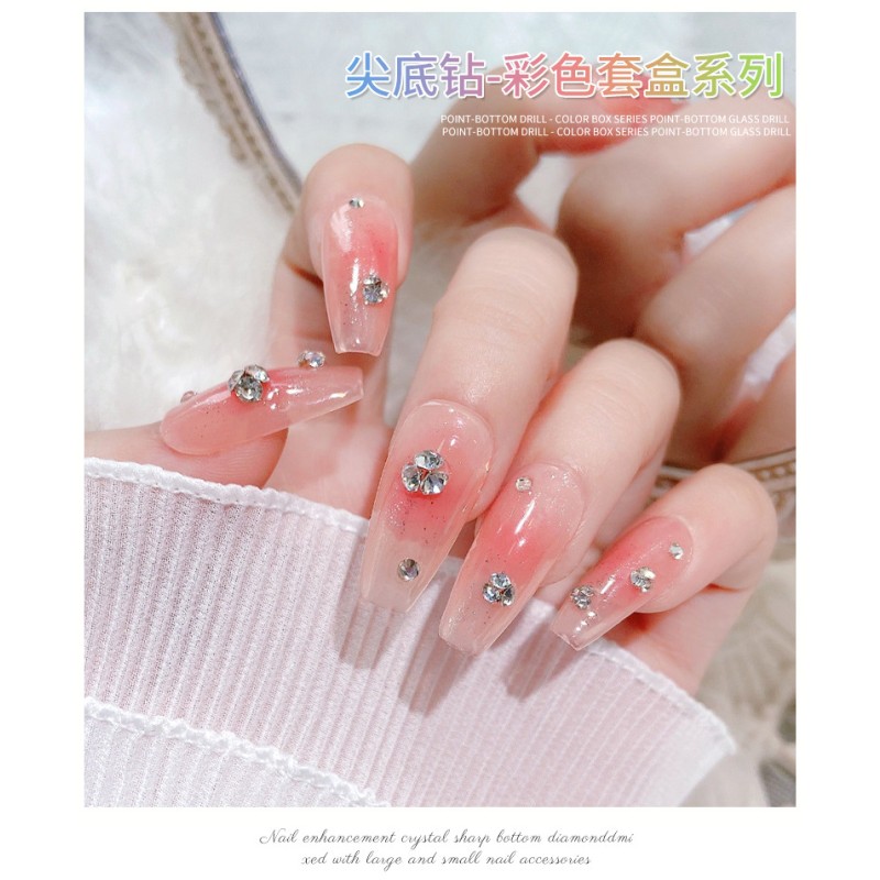 Nail Rhinestones Manufacturer - 6-Grid Mixed Size Beauty Jewelry New Explosion-Blue Net