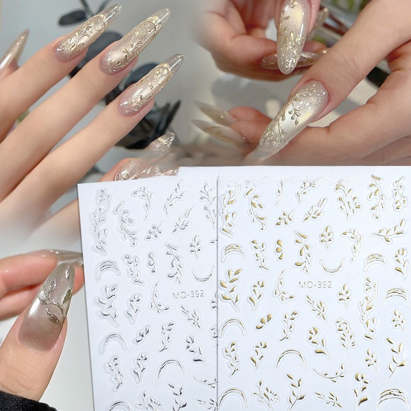 French Nail Sticker Supplier - 2024 New Gradient French Paste Paper Net Black White