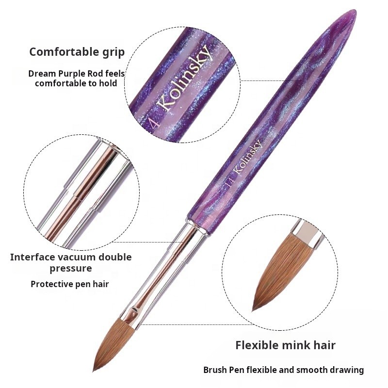 Acrylic Nail Brush Supplier - High Quality Kolinsky Size 18 for Nail Art Shops Low Price