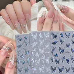 2D Nail Sticker Factory - Beautiful 2D Sheet Leaf Heart Holographic Butterflies Design
