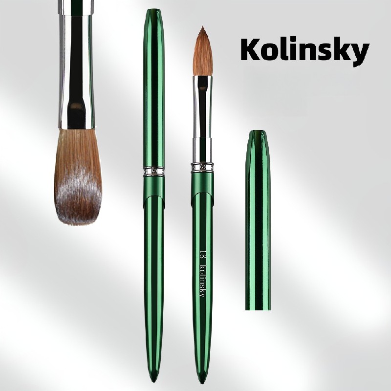 Kolinsky Hair Brush Supplier - Custom Logo 100% Kolinsky Hair Matte pink Metal Handle
